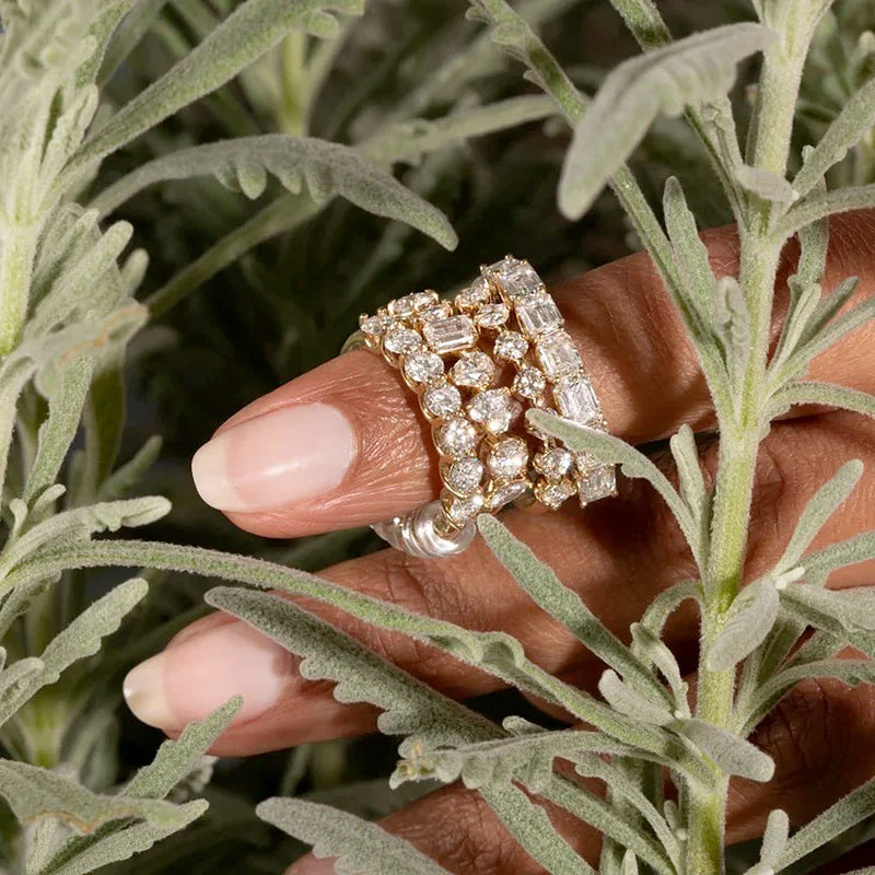 Simple Women's Ring Minimalist Gold Color Geometry Cubic Zirconia Stacking Rings Finger Accessories Female Jewelry Gifts R018