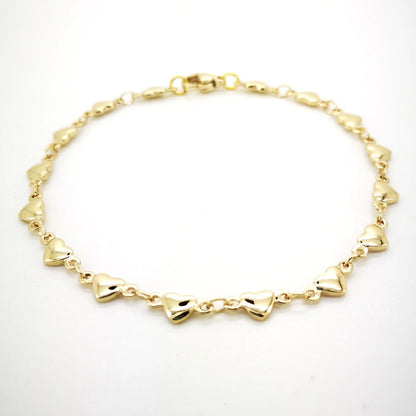 Barefoot Sandals Women Ankel Bracelets 18K Gold Color Solid Stainless Steel Anklets High Polished Heart Charm 9"-11" Waterproof