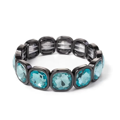 Boho Style Fashionable Light Luxury Square Beaded Inlaid Crystal Elastic Rope Bracelet Women's Jewelry