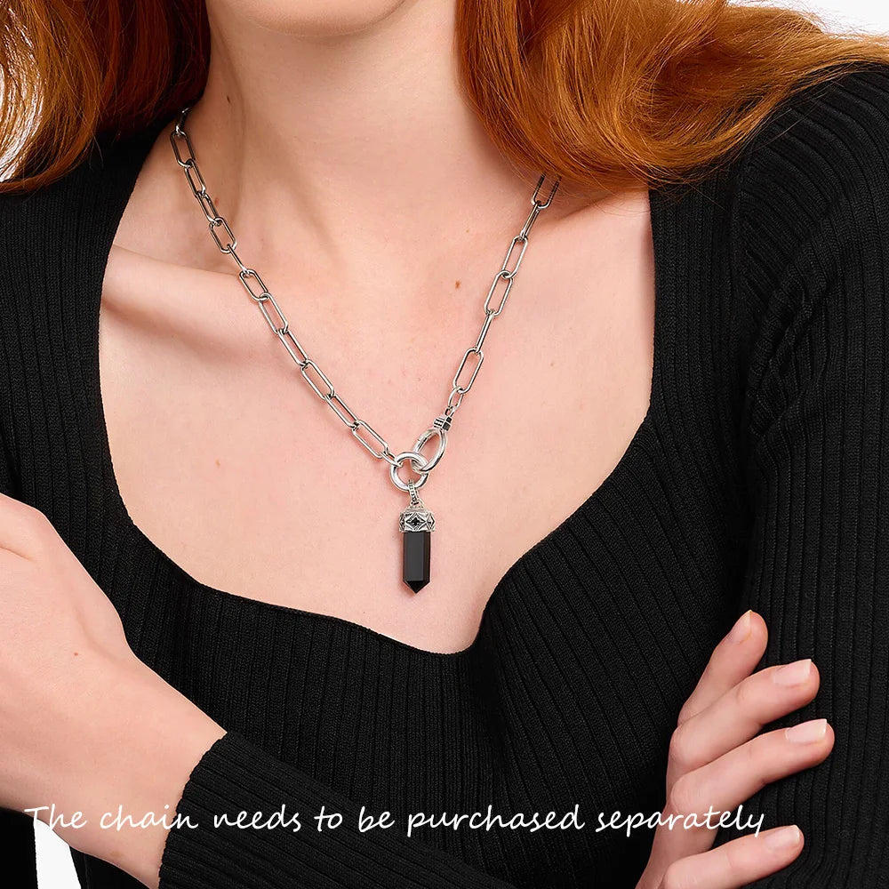 Pendants Black Onyx Pillar Brand New Jewelry Vitnage 925 Sterling Silver Lucky Gift For Women Men