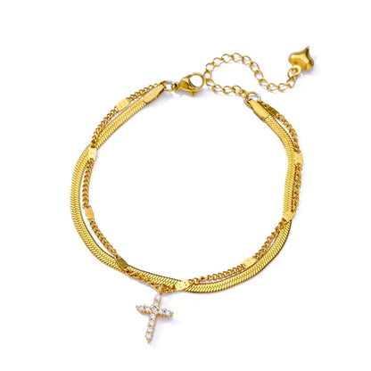 Elegant Zircon Flowers Bracelet For Women Girls Charm Gold Color Stainless Steel Plant Bracelets Luxury Designer Jewelry Gifts