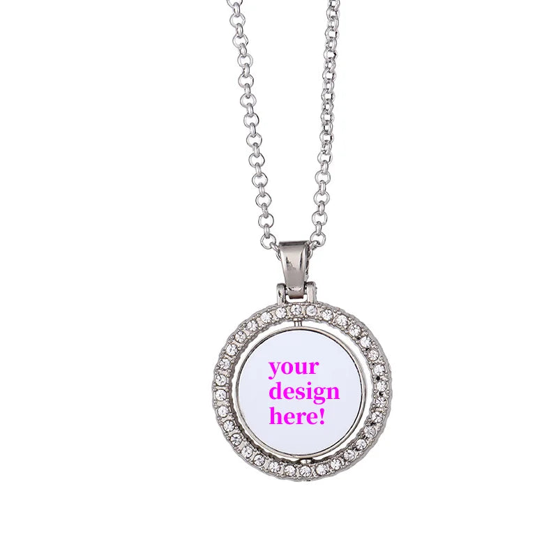 Custom Round Pendants Necklace Fashion Jewelry DIY Print Your Design Customize Birthday Anniversary Valentine's Day Gift