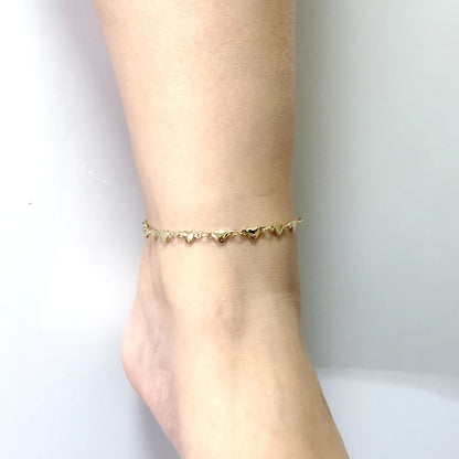 Barefoot Sandals Women Ankel Bracelets 18K Gold Color Solid Stainless Steel Anklets High Polished Heart Charm 9"-11" Waterproof
