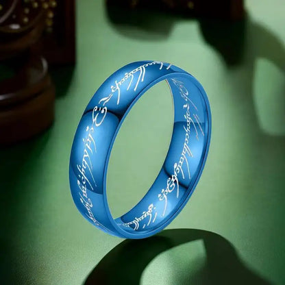 Rings of Power 3D Carved Engraving the Ring for Men Gold Plated Stainless Steel Master Ring Jewelry Gifts Width 6MM
