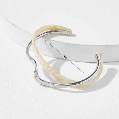 White Acrylic Bracelets Board Bend Metal Bangles Womens Hand Bracelets Geometric C- shaped Opening Bracelets Jewelry Gifts