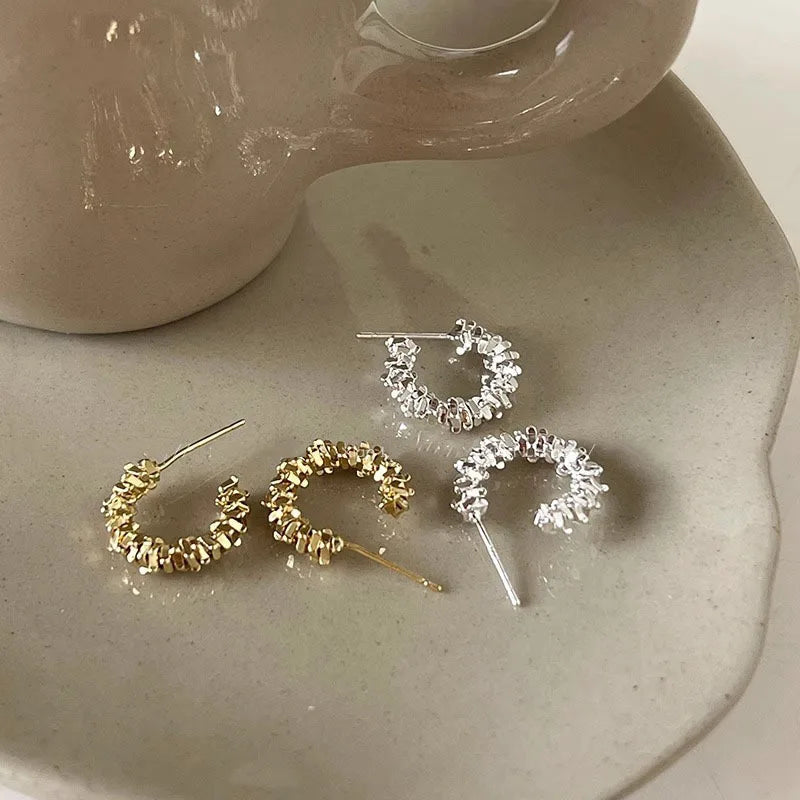 LATS New Fashion Trend Unique Design Elegant Exquisite Irregular C Shape Earrings Female Jewelry Party Premium Gift Wholesale