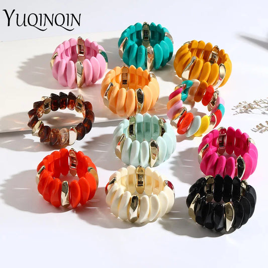 Wedding Wide Bracelet for Girls Charm Resin Bracelets Bangles For Women Luxury High Quality Fashion Jewelry Elastic Party Gifts