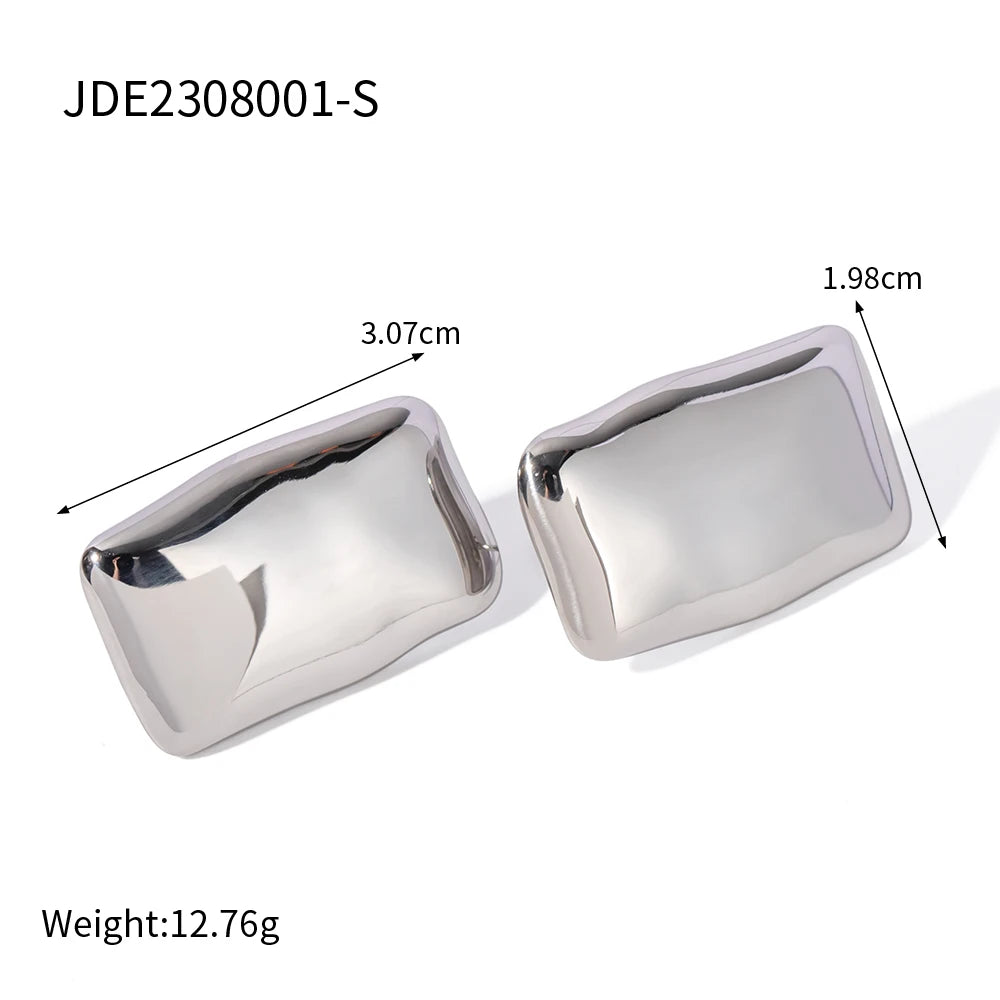 Uworld Fashion Trendy Stainless Steel Gold Color Textured Earrings Prevent Allergy 18K Gold PVD Plated Versatile Daily Jewelry
