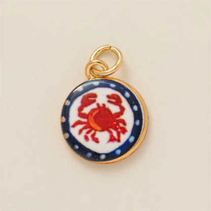 Colorful dopamine pendant with oil droplets, strawberry, crab, heart, shell pattern, color preservation