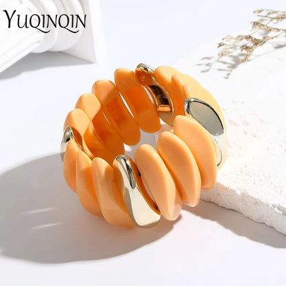 Wedding Wide Bracelet for Girls Charm Resin Bracelets Bangles For Women Luxury High Quality Fashion Jewelry Elastic Party Gifts