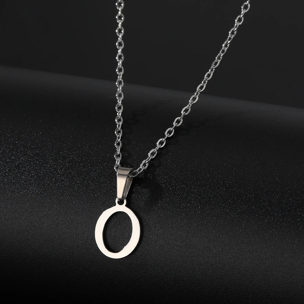 Stainless Steel English Alphabet 26 A-Z Letter Necklace Pendant Women Men Capital Initial Name Necklace Birthday Gift