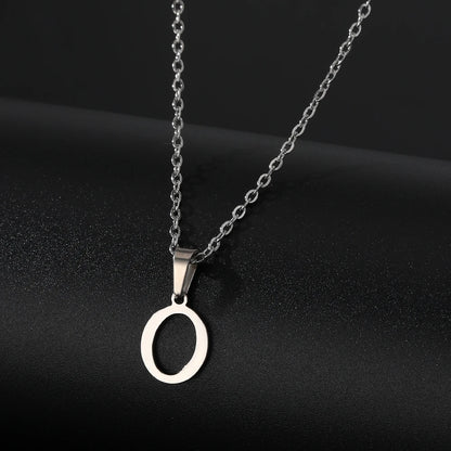 Stainless Steel English Alphabet 26 A-Z Letter Necklace Pendant Women Men Capital Initial Name Necklace Birthday Gift