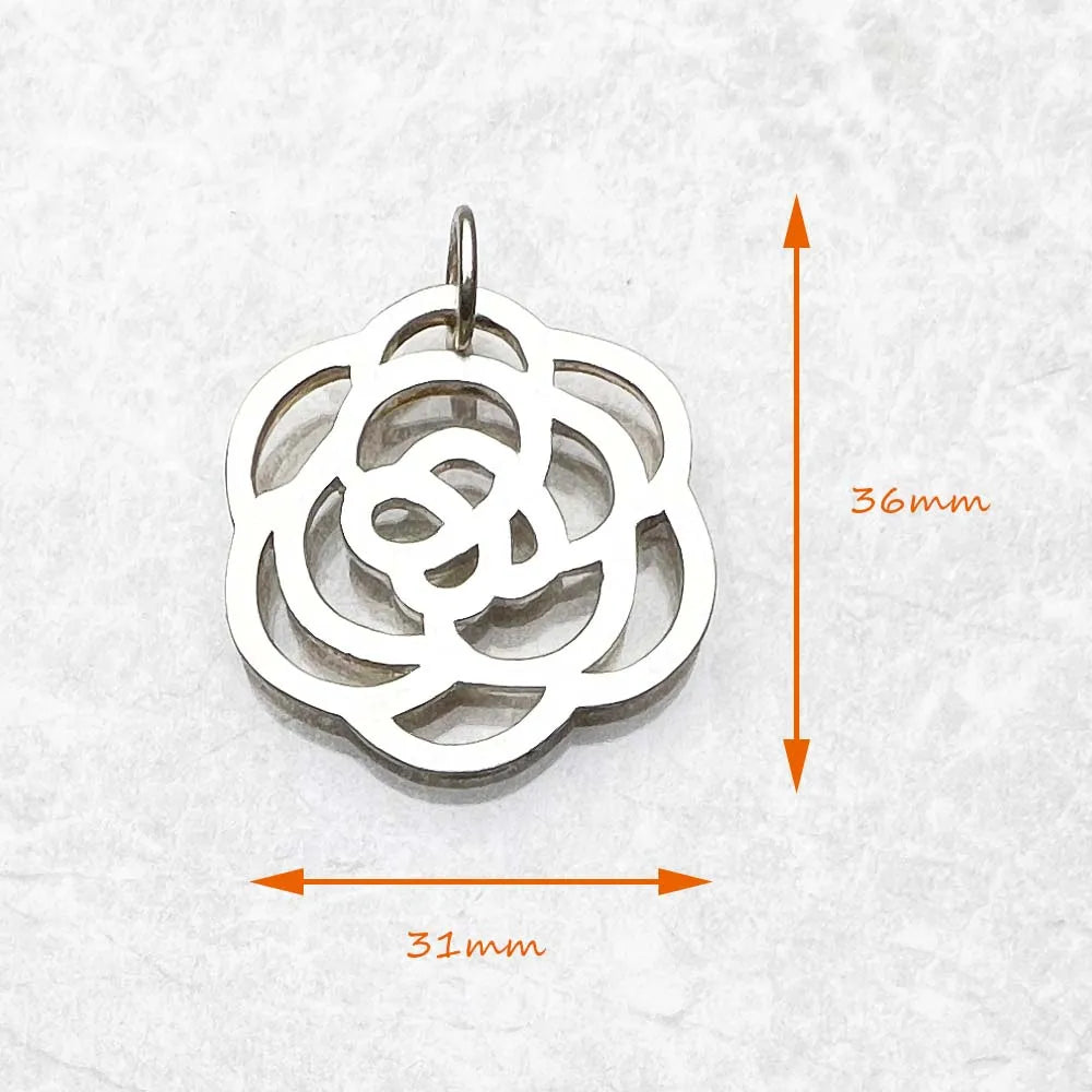 Pendant Rose Flower Ornament Brand New Fashion Glam Jewelry Europe Accessories 925 Sterling Silver Gift For Women