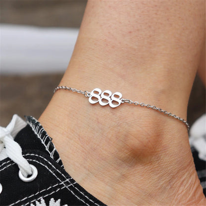 111 222 333 444 555 666 777 888 999 Angel Number Anklets For Women Stainless Steel Leg Bracelet Beach Foot Goth Jewelry BFF Gift
