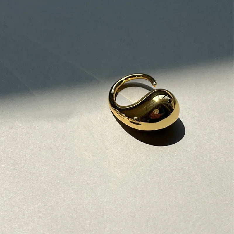 LATS New Fashion Designer Gold Silver Colour Water Drop Ring Woman Europe America Luxury Jewelry 2024 Trendy Accessories Gift