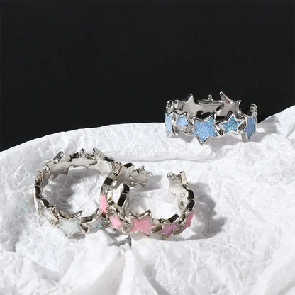 Korean Irregular Star Personalized Rings for Women Geometric Kpop Finger Buckle Jewelry Accessories Y2K Open Ring Christmas Gift