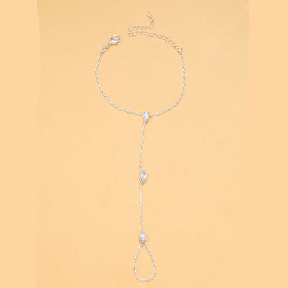 2025 Party Bohemia Rhombus Crystal Bracelet Hand Jewelry for Women Simple Thin Chain Finger Bracelet Jewelry Accessories Gift