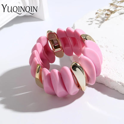 Wedding Wide Bracelet for Girls Charm Resin Bracelets Bangles For Women Luxury High Quality Fashion Jewelry Elastic Party Gifts