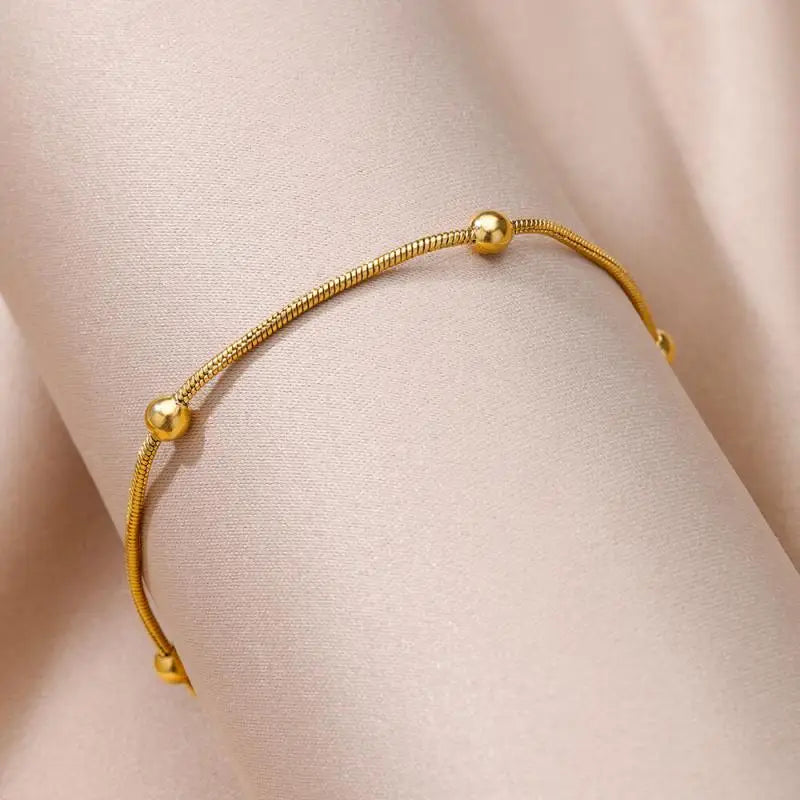 Anklets for Women Stainless Steel Stone Beaded Chain Anklet Summer Beach Accessories Boho Leg Bracelets Jewelry Tobilleras Mujer