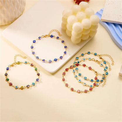 Bohemian Colorful Turkish Eyes Anklets For Women Creative Classic Lucky Evil Blue Eyes Ankle Bracelets Summer Beach Leg Jewelry