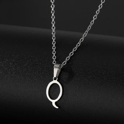 Stainless Steel English Alphabet 26 A-Z Letter Necklace Pendant Women Men Capital Initial Name Necklace Birthday Gift