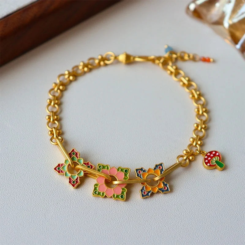Modern Jewelry Elegant Temperament Multiple Colorful Enamle Chain Bracelets For Women Female Gifts Sweet Accessories Hot Sale
