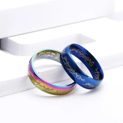 New Lord of The Finger Rings Movie with The Same Inside and Outside 3D Engraving Spanish Sanskrit Ring