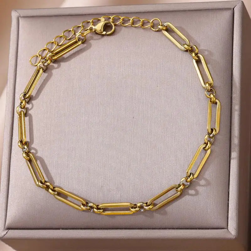 Anklets for Women Stainless Steel Stone Beaded Chain Anklet Summer Beach Accessories Boho Leg Bracelets Jewelry Tobilleras Mujer