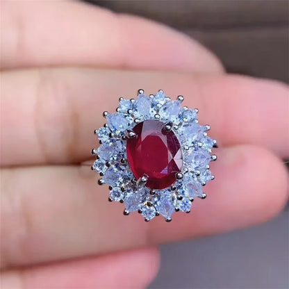 100% Natural Ruby Ring for Engagement 0.4ct silver 925 jewelry luxury sterling silver rings luxury jewelry designers