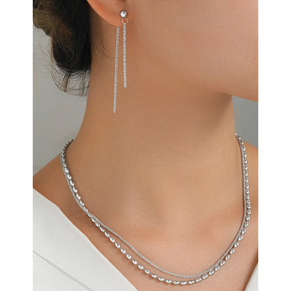 Stainless Steel Jewelry Set Earrings Necklace Set Beads Necklace Hanging Chain Earrings Jewelry Set For Women Jewelry Party Gift