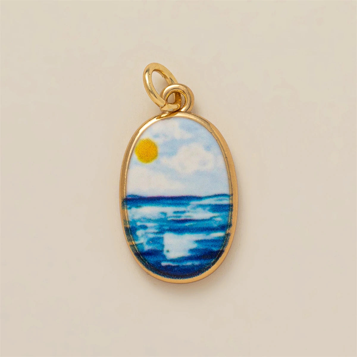 Colorful dopamine pendant with oil droplets, strawberry, crab, heart, shell pattern, color preservation