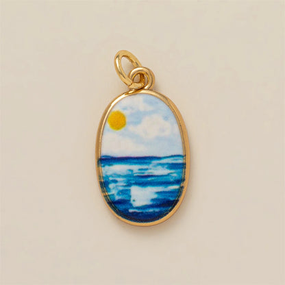 Colorful dopamine pendant with oil droplets, strawberry, crab, heart, shell pattern, color preservation