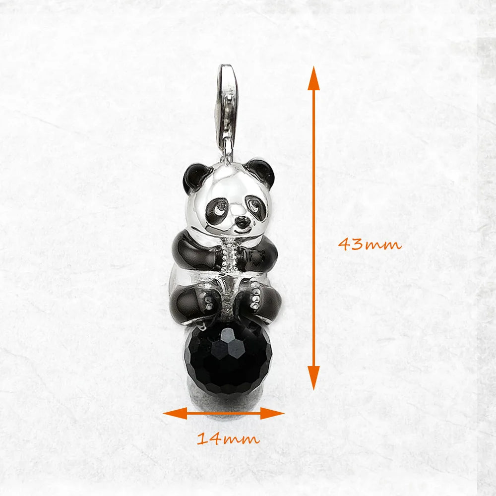Pendant Panda With Crystal 925 Sterling Silver Cute Jewelry Europe Style Accessories Gift For Women Men