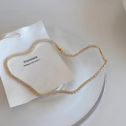 Minar Must Have Shiny Full Rhinestones Beaded Necklace for Women 14K Real Gold Silver Plated Copper Chain Chokers Wholesale