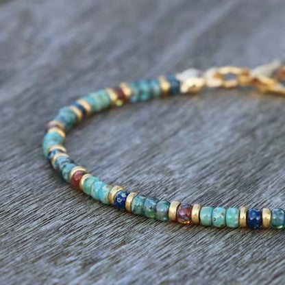 Natural Stone Beaded Anklets for Women Handmade Beach Boho Turquoise Beads Ankle Bracelet Jewelry Gift for Her