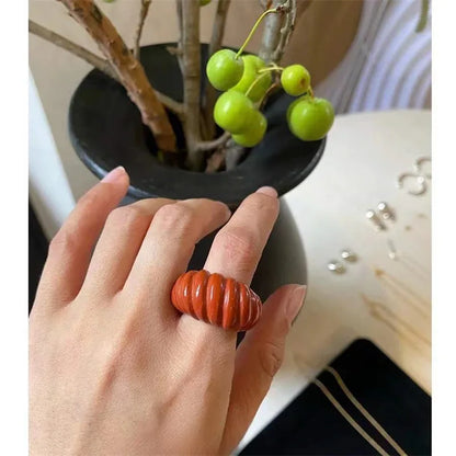 HANGZHI Irregular Wide Large Chunky Rings for Women Vintage Acrylic Resin Autumn Winter Geometric Stacking Wear Finger Jewelry