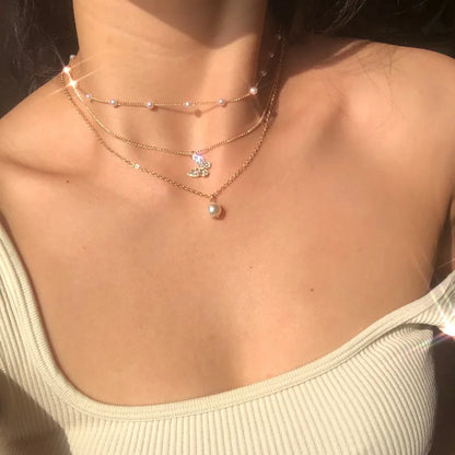 LATS 2022 New Beads Neck Chain Kpop Pearl Choker Necklace Gold Color Goth Chocker Jewelry on The Neck Pendant Collar for Women