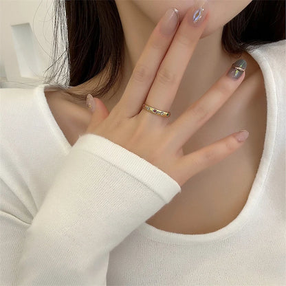 INS Stainless Steel Rainbow Color Cubic Zircon Stone Finger Rings for Women Gold Plated Waterproof Stacker Ring Jewelry Gift