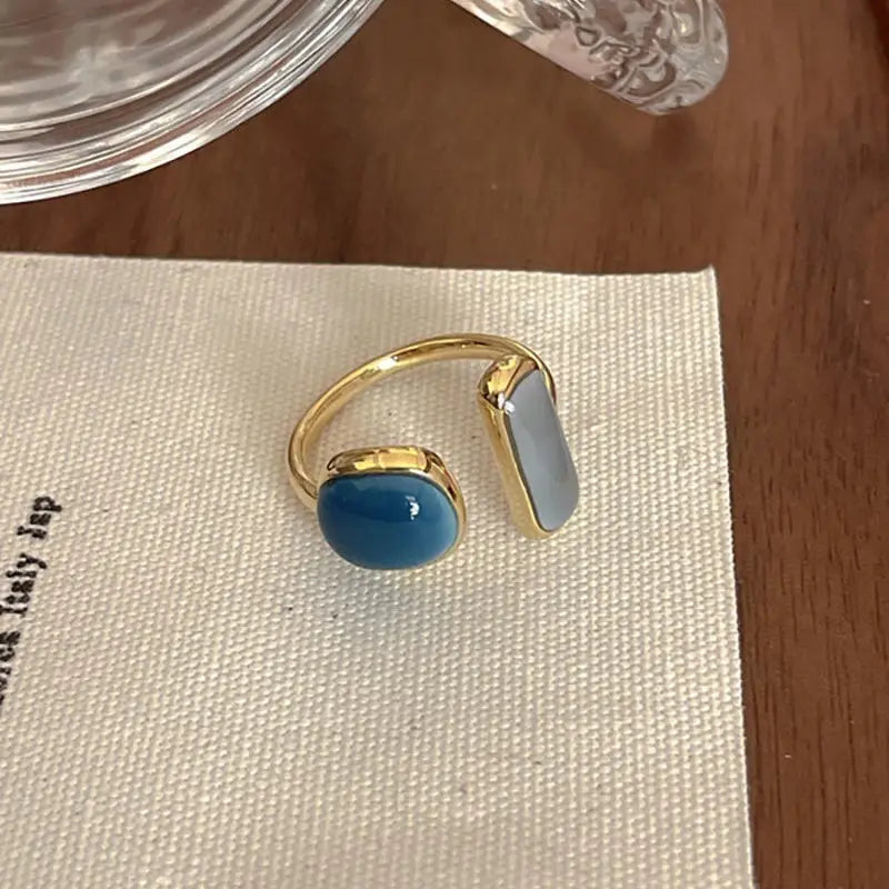 Shell Opal Stone Cuff Rings For Women Girl 2024 New Trend Fashion Personalized Vintage Jewelry Ladies Gifts Party anillos mujer