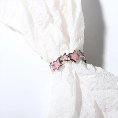Korean Irregular Star Personalized Rings for Women Geometric Kpop Finger Buckle Jewelry Accessories Y2K Open Ring Christmas Gift