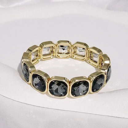 Boho Style Fashionable Light Luxury Square Beaded Inlaid Crystal Elastic Rope Bracelet Women's Jewelry