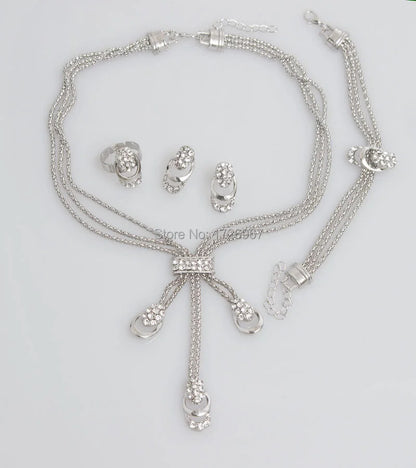 Free Shipping Latest Fashion Trendy Jewelry Set For Women Gold/Silver Color Beads Collar Necklace Earrings Bracelet Rings Sets