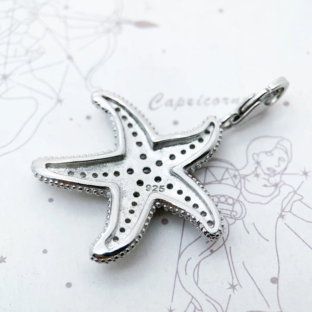 Pendants Starfish Pave,2019 Brand Glam Fashion Jewelry Europe Trendy 925 Sterling Silver Bijoux Accessories Gift For  Woman