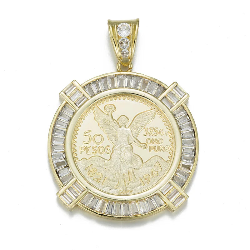 Pendants Catholic  virgin guadalupe  14K Gold Plated  50 Peso Medal Style  pendant for men  gift accessories Religious Pendants