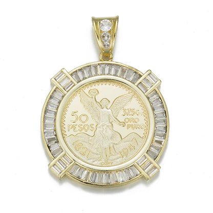 Pendants Catholic  virgin guadalupe  14K Gold Plated  50 Peso Medal Style  pendant for men  gift accessories Religious Pendants