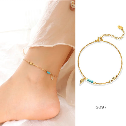 Anklets For Women Stainless Steel 18K Gold Plated High Quality No Tarnish Women's Ankle Bracelets Foot Chains Luxury Ankle Strap