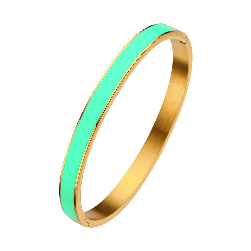 Zalman Colorful Enamel Bangles Women Gold Color Stainless Steel Simple Romantic Bracelet Never Fade Wholesale 2023