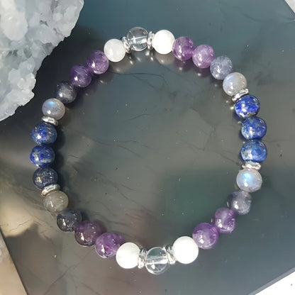 Wisdom Bracelet, Decision Guide, Clear Communication Wrist Rosary, Enlightenment, Intuition, Insight, Knowledge, Crystal Healing