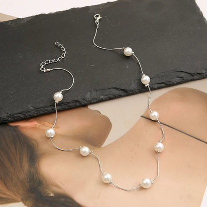 LATS 2022 New Beads Neck Chain Kpop Pearl Choker Necklace Gold Color Goth Chocker Jewelry on The Neck Pendant Collar for Women