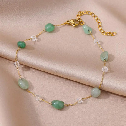 Anklets for Women Stainless Steel Stone Beaded Chain Anklet Summer Beach Accessories Boho Leg Bracelets Jewelry Tobilleras Mujer